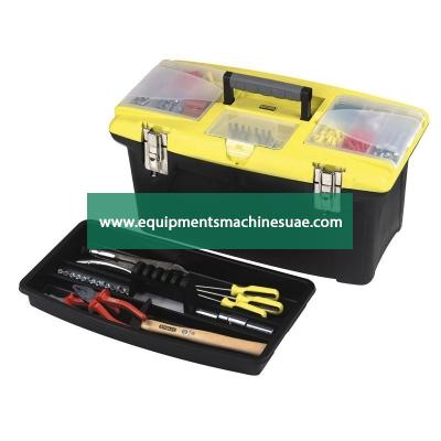 Jumbo Tool Box With 2 Pull Out Organizers, Bit Holder and Metal Latches